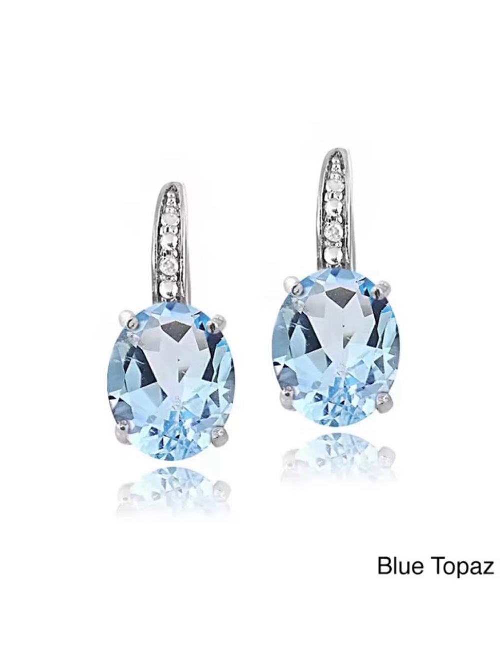 6CTTW Oval Cut Blue Topaz Huggies Earrings 925 Sterling Silver
